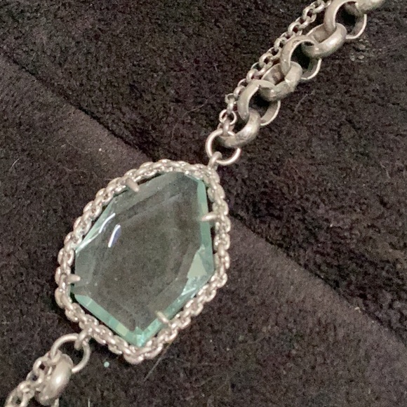 LOFT Pale Blue Faceted Glass Silver Tone Multistrand Chain Necklace - Picture 2 of 5